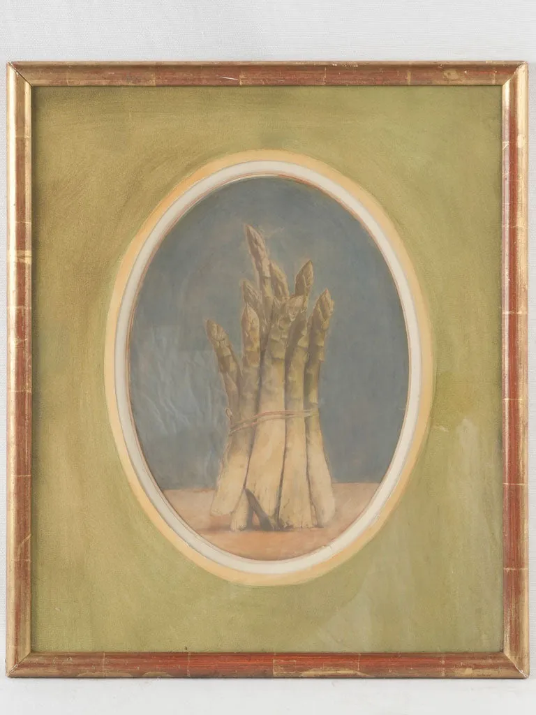 18th-century Asparagus Still Life in  Original Gilded Frame - Glacis 23¾" x 20"