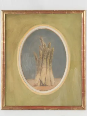 18th-century Asparagus Still Life in  Original Gilded Frame - Glacis 23¾" x 20"