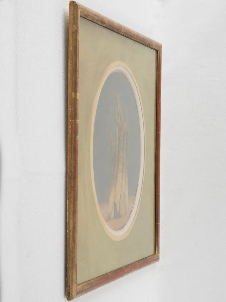 18th-century Asparagus Still Life in  Original Gilded Frame - Glacis 23¾" x 20"