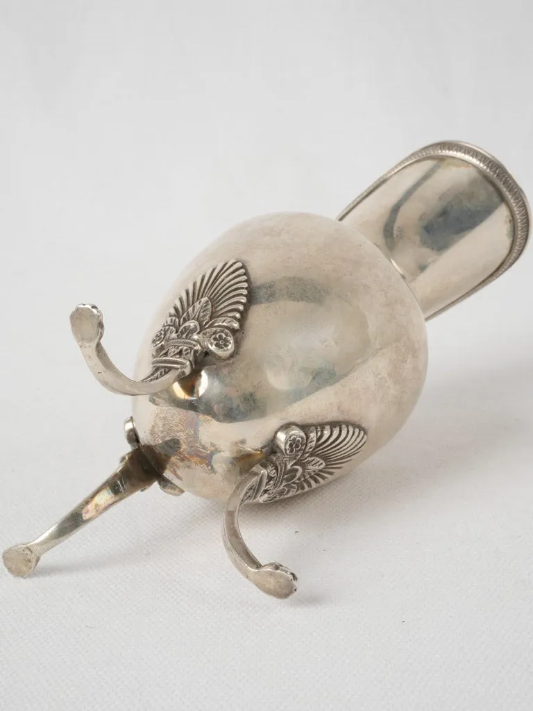 19th-century French silver creamer pot w/ handle 6¾"