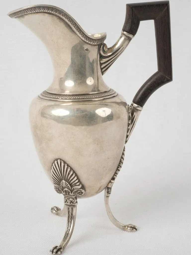 19th-century French silver creamer pot w/ handle 6¾"