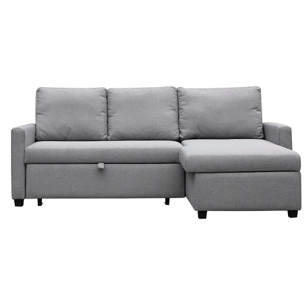 3 Seater Fabric Sofa Bed with Storage - Grey