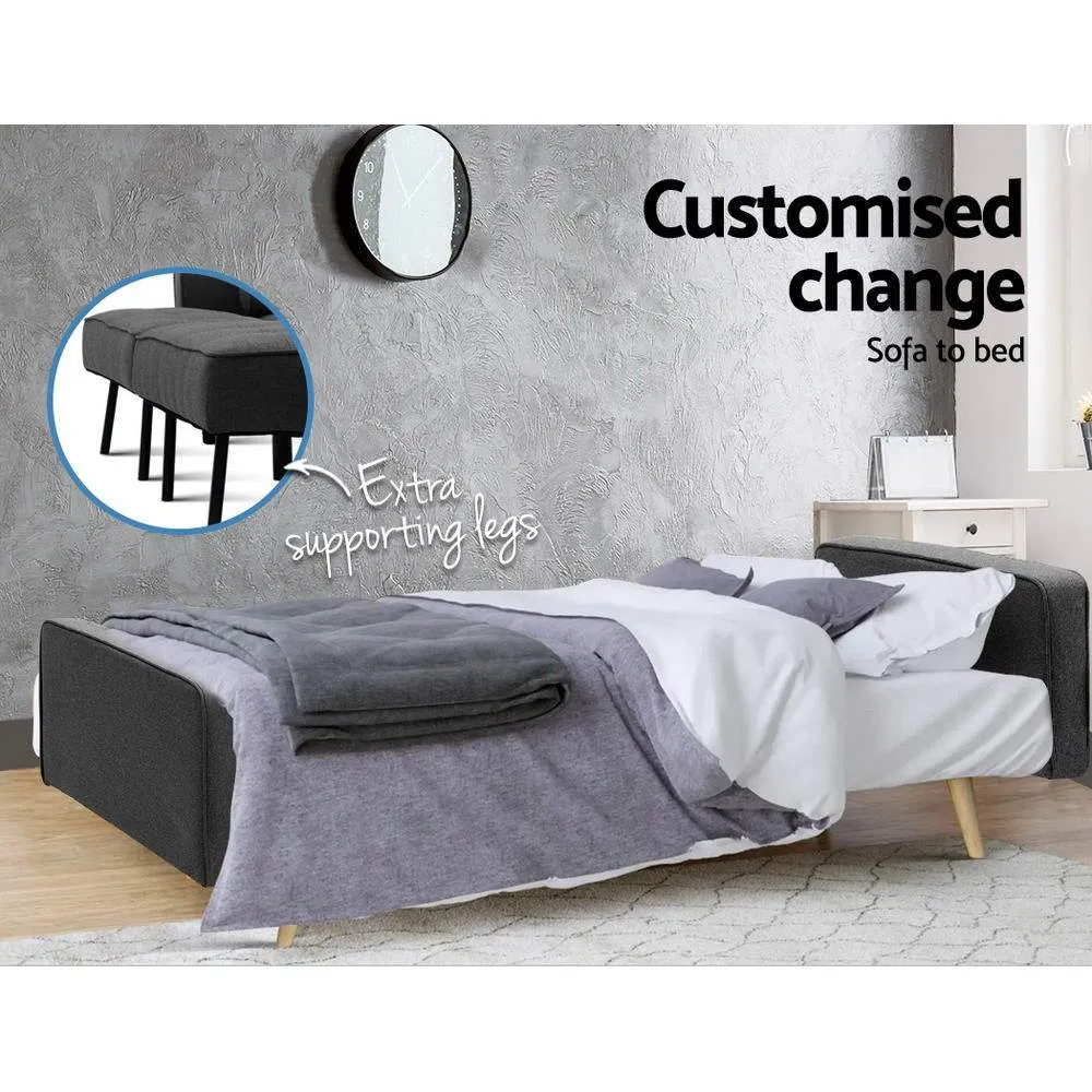 3 Seater Sofa Bed Recliner - Dark Grey