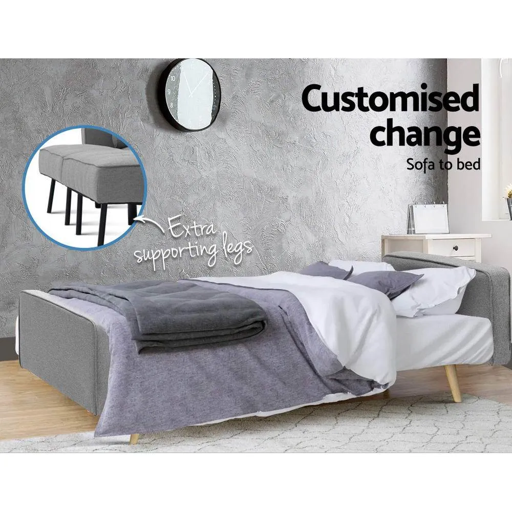 3 Seater Sofa Bed Recliner Lounge (Grey)