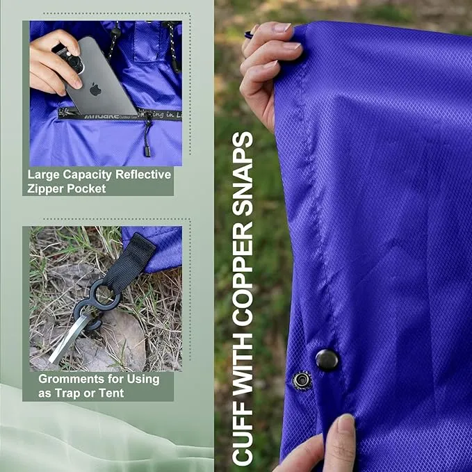 Andake Waterproof Rain Poncho for Adults Unisex,230T Ripstop Polyester,Raincoat Gear with Transparent Viewing Window Outdoors