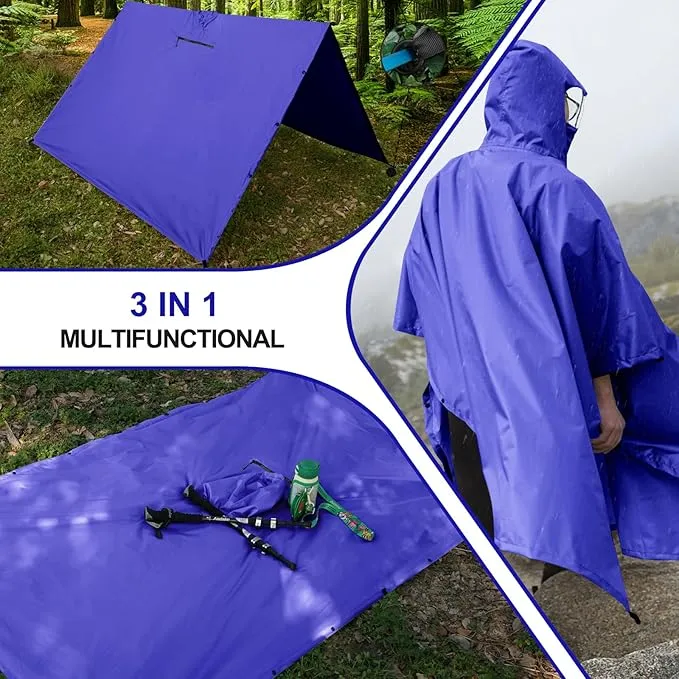 Andake Waterproof Rain Poncho for Adults Unisex,230T Ripstop Polyester,Raincoat Gear with Transparent Viewing Window Outdoors