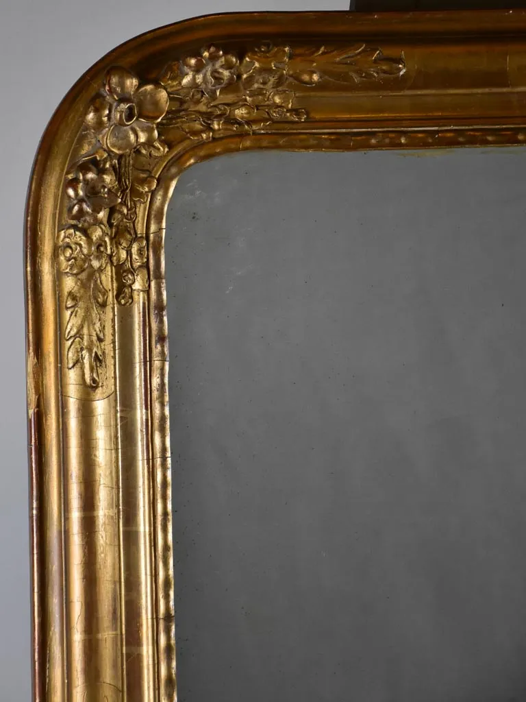 Antique French mirror with floral frame 28" x 41¼"