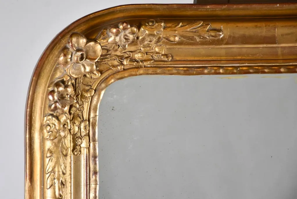 Antique French mirror with floral frame 28" x 41¼"