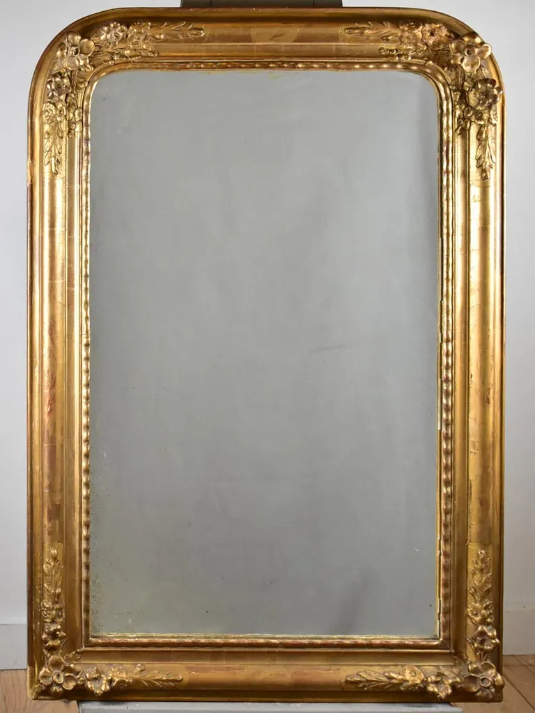 Antique French mirror with floral frame 28" x 41¼"
