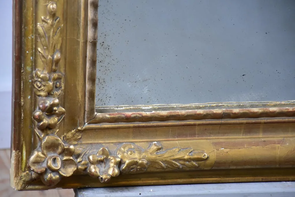 Antique French mirror with floral frame 28" x 41¼"