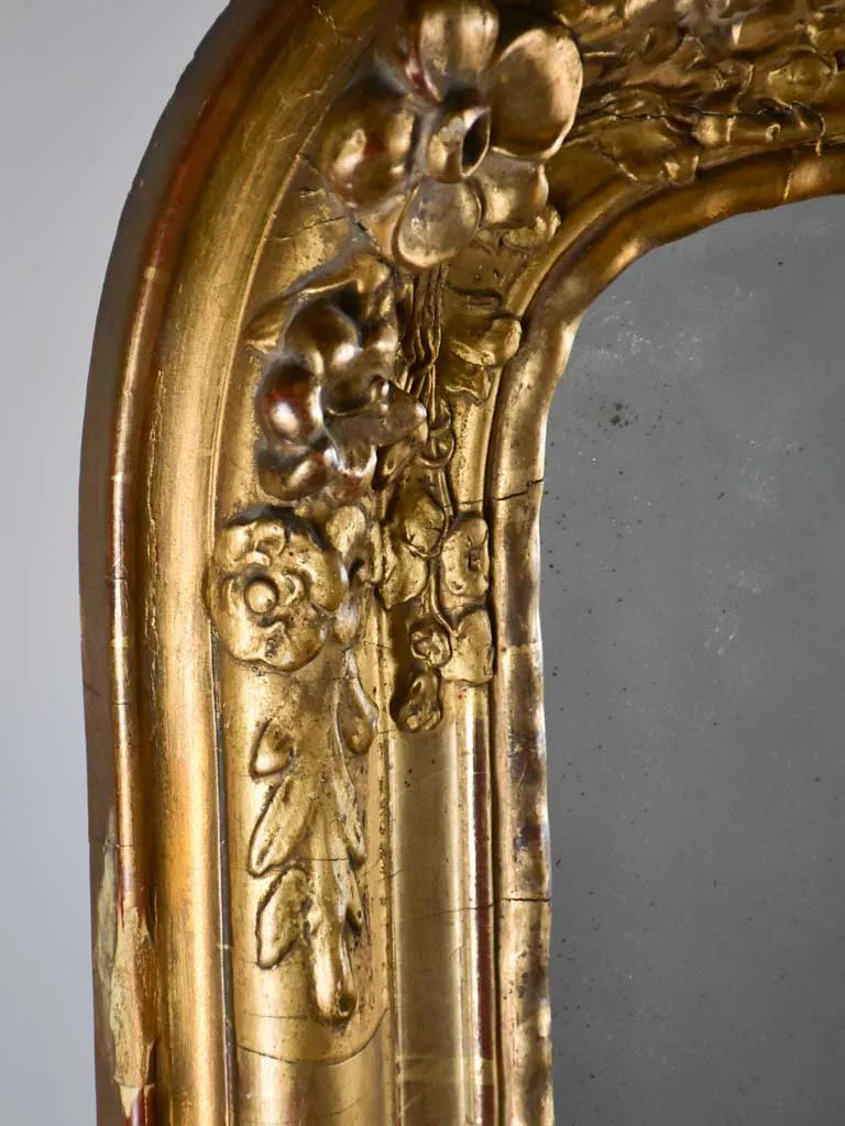 Antique French mirror with floral frame 28" x 41¼"