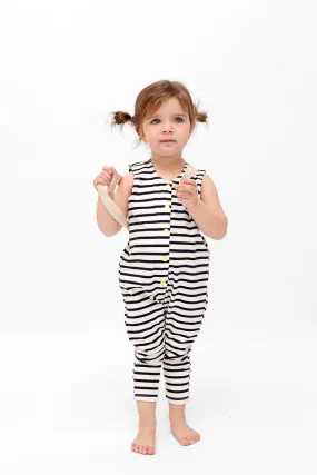 Baby Overlap Overall - White/Navy