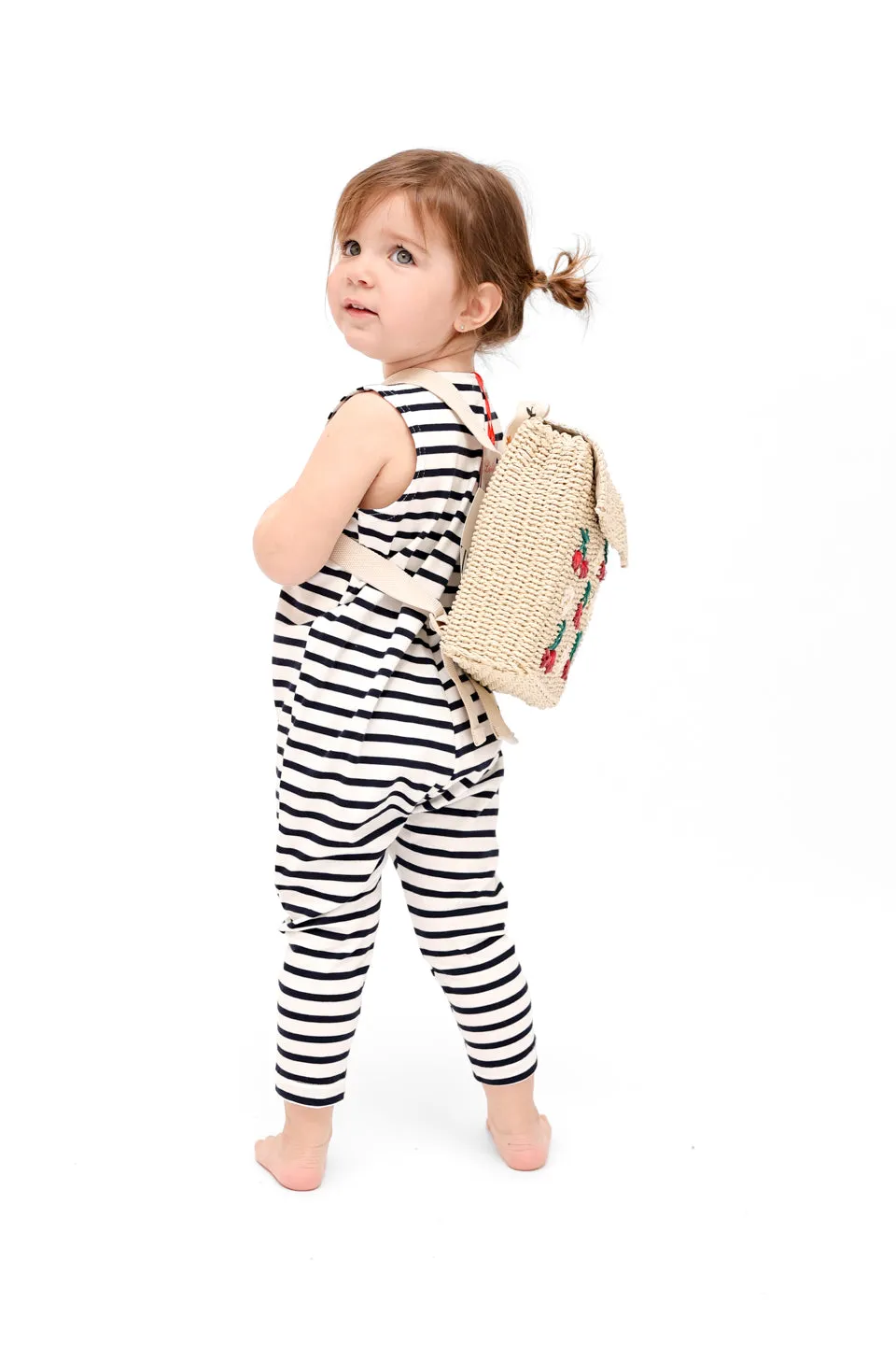 Baby Overlap Overall - White/Navy