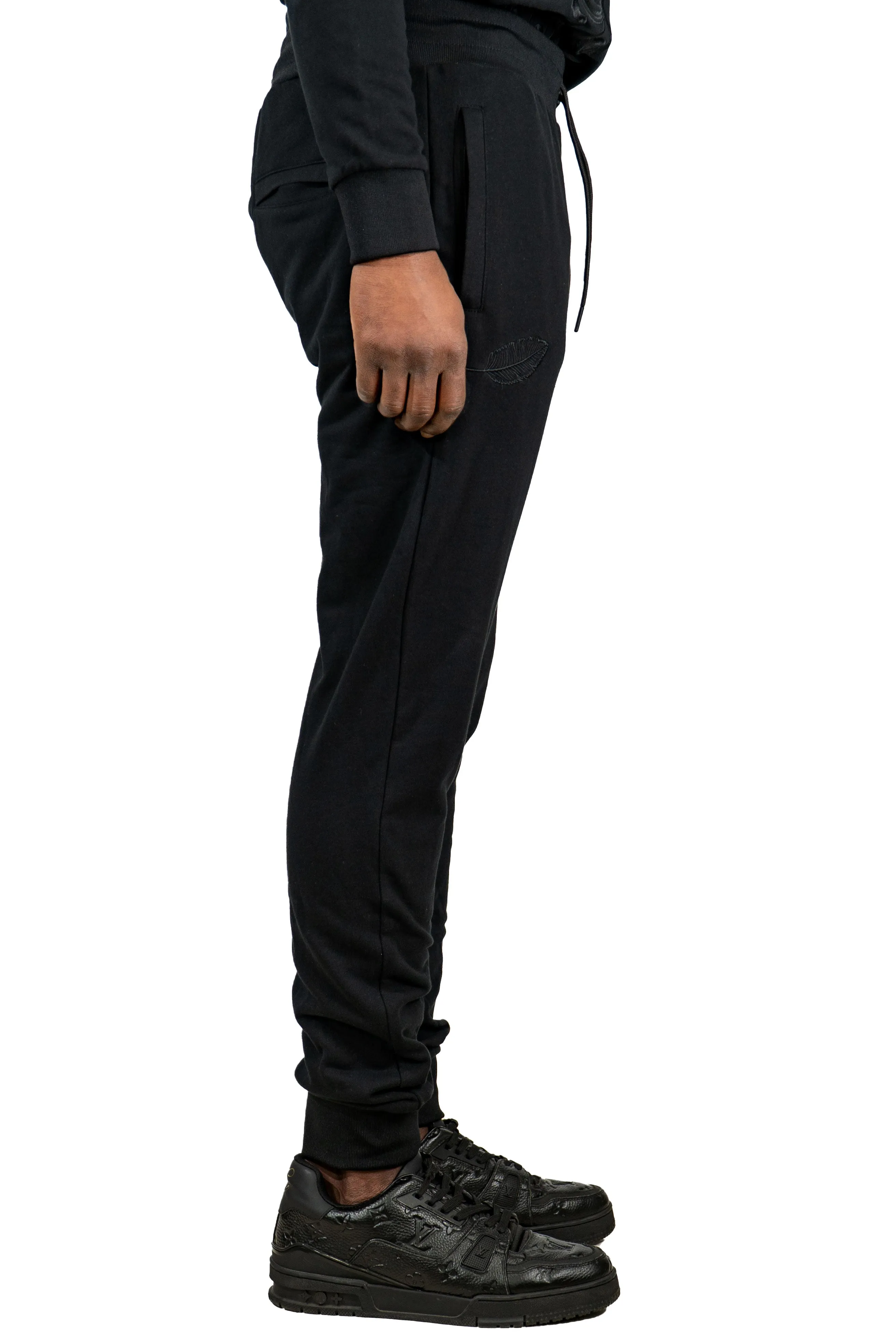 Back To Black Embroidery Knit Jogger