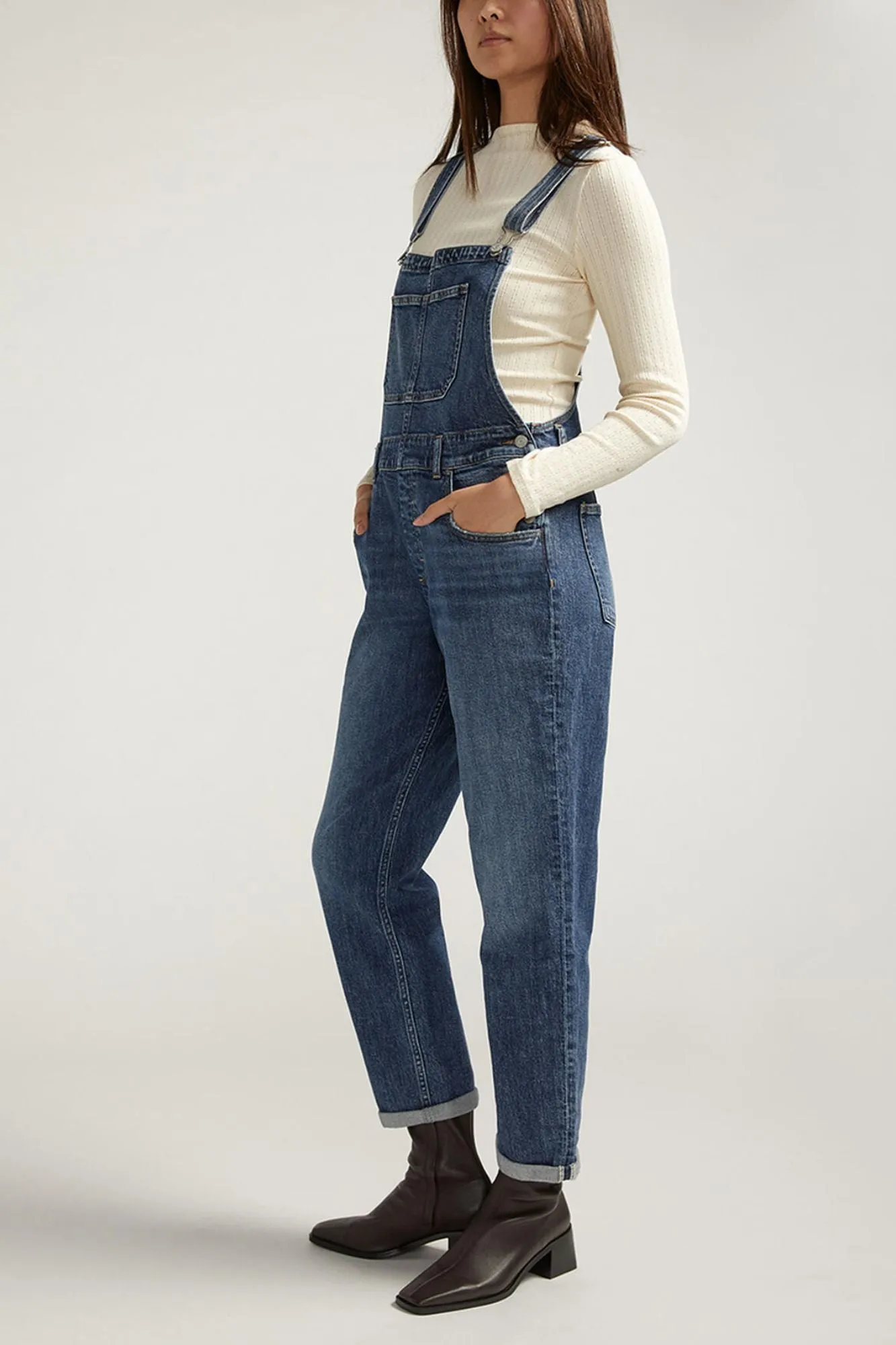Baggy Straight Leg Overall Jeans