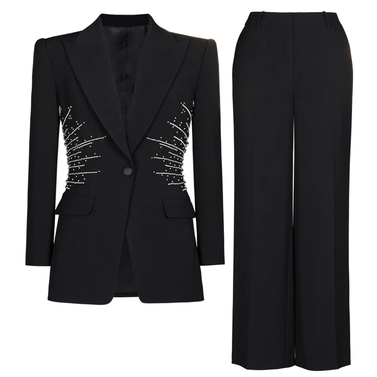 Beaded Two Piece Set Women Work Pant Sets