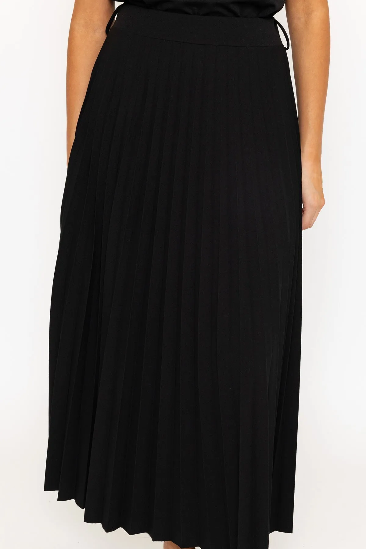 Black Pleated Midi Skirt