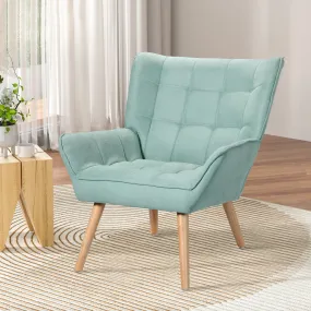 Blue Modern Scandinavian Armchair, Faux Linen – Artiss