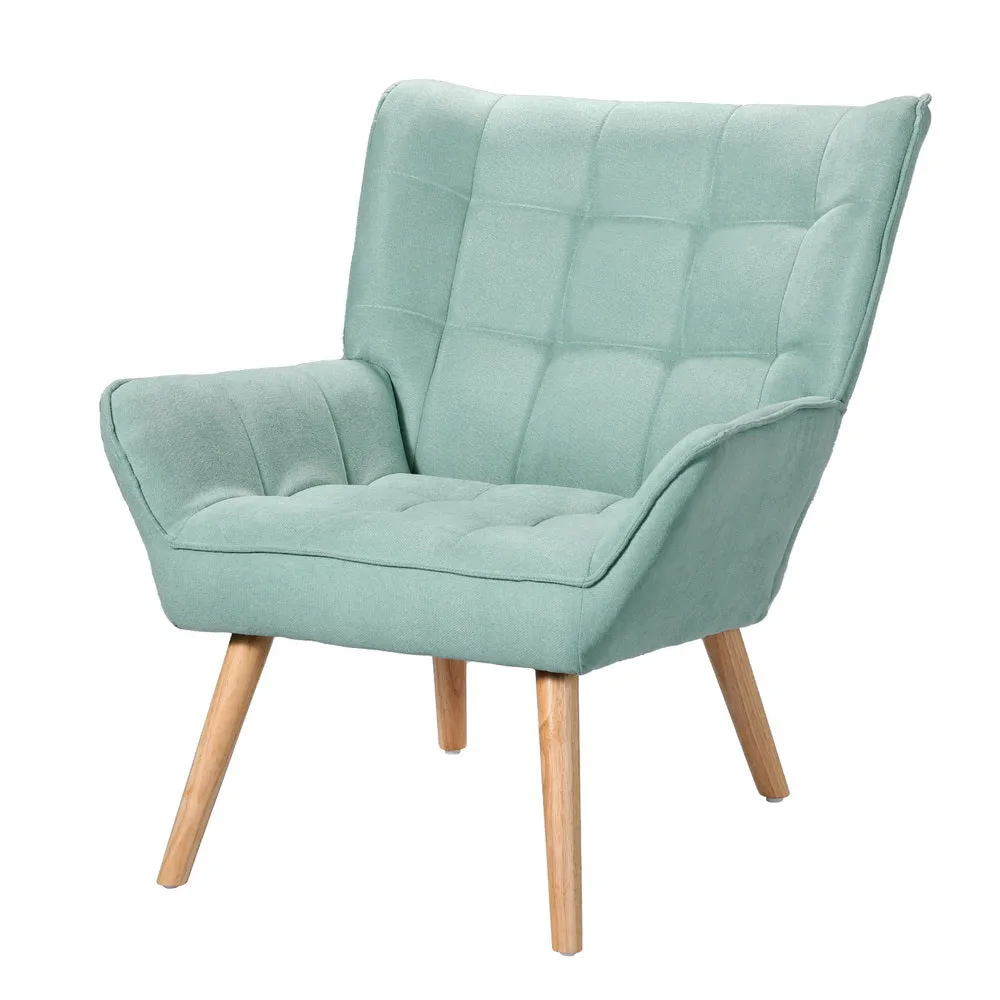 Blue Modern Scandinavian Armchair, Faux Linen – Artiss