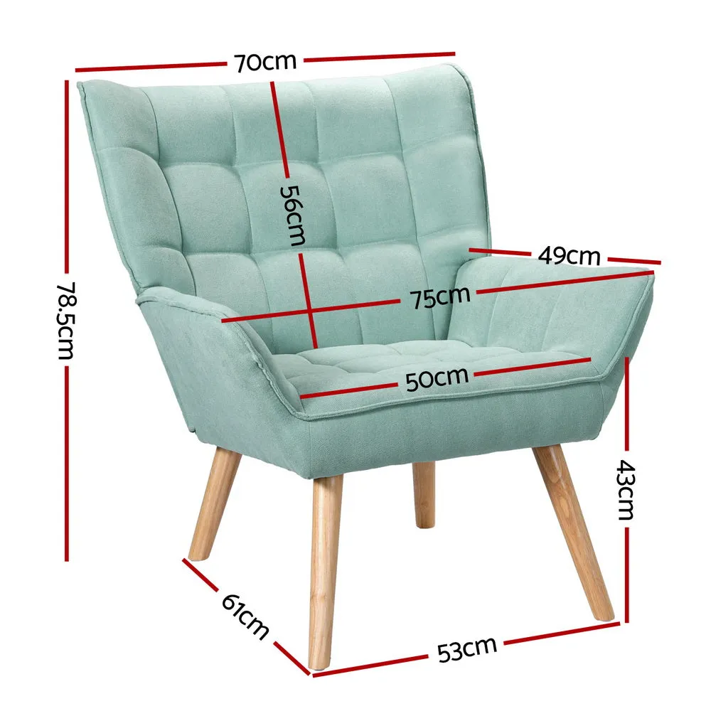 Blue Modern Scandinavian Armchair, Faux Linen – Artiss