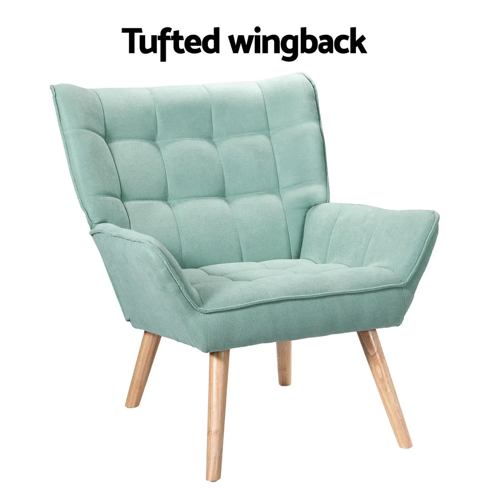Blue Modern Scandinavian Armchair, Faux Linen – Artiss