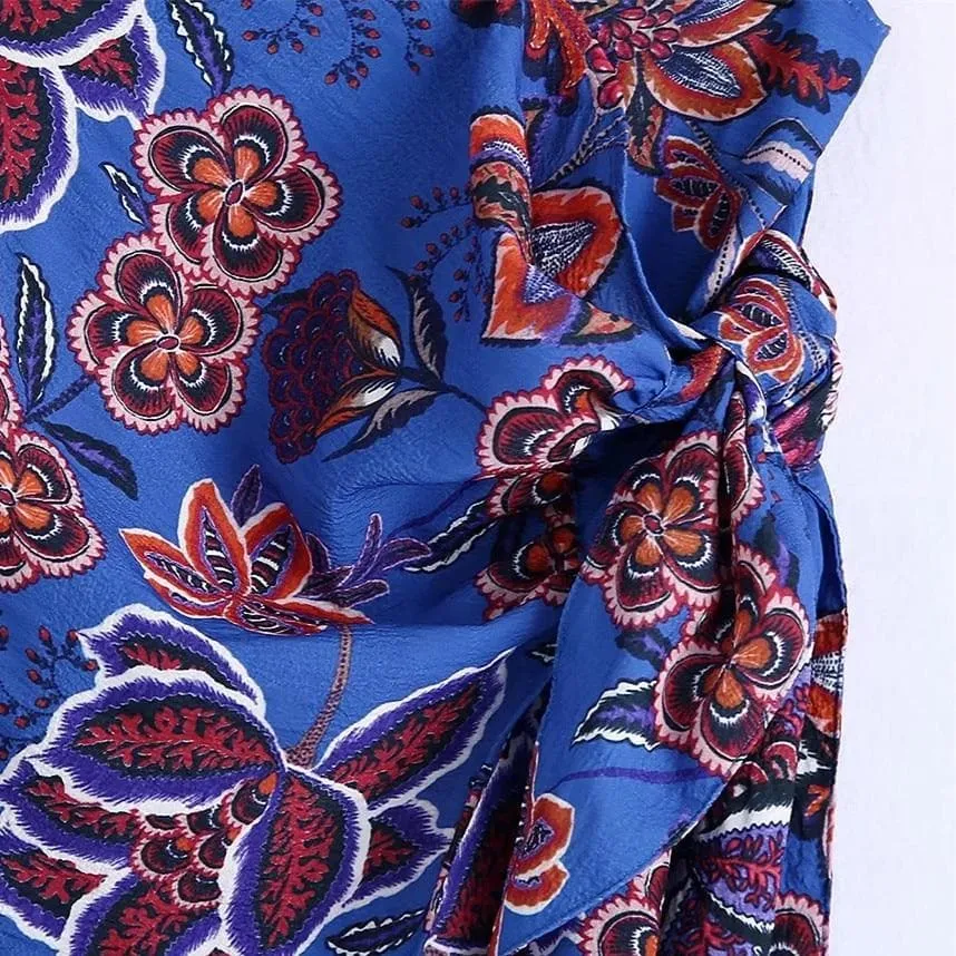 BLUE SARONG MIDI SKIRT