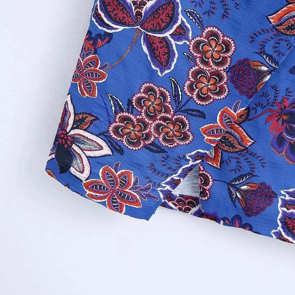 BLUE SARONG MIDI SKIRT