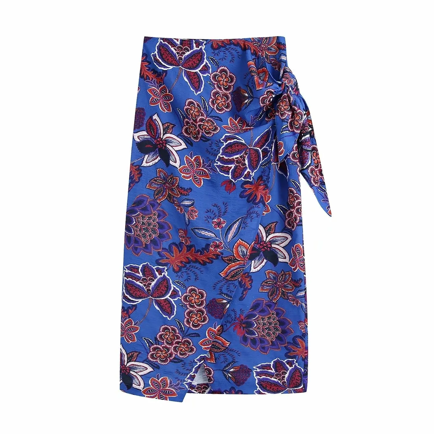 BLUE SARONG MIDI SKIRT