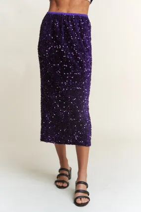 Blue Zone Planet |  J.NNA Sequin Back Slit Midi Skirt