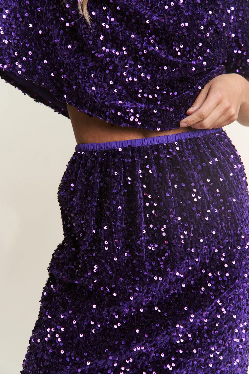 Blue Zone Planet |  J.NNA Sequin Back Slit Midi Skirt