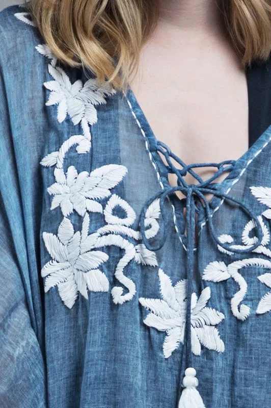 Bohemian Flower Embroidered Cover-Up