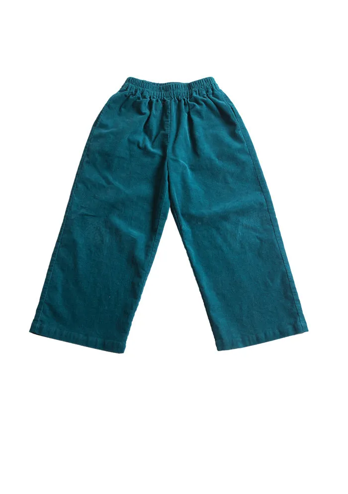 Boys Green Corduroy Wide Pants