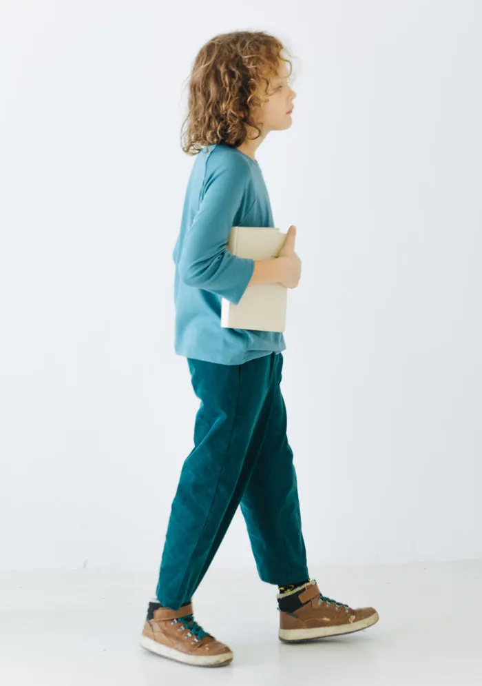 Boys Green Corduroy Wide Pants