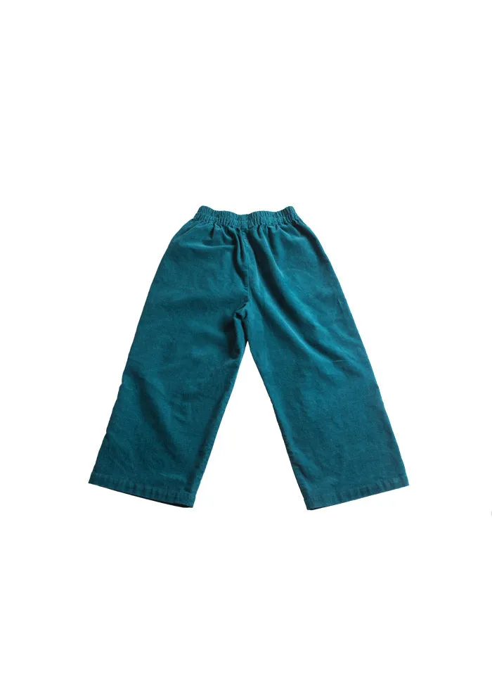 Boys Green Corduroy Wide Pants