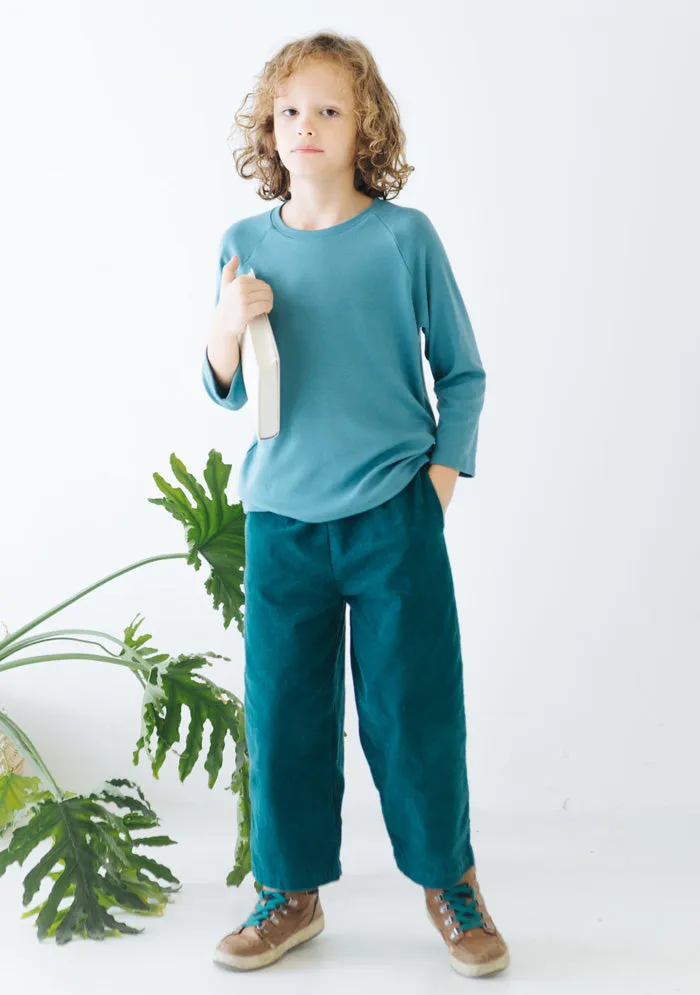 Boys Green Corduroy Wide Pants