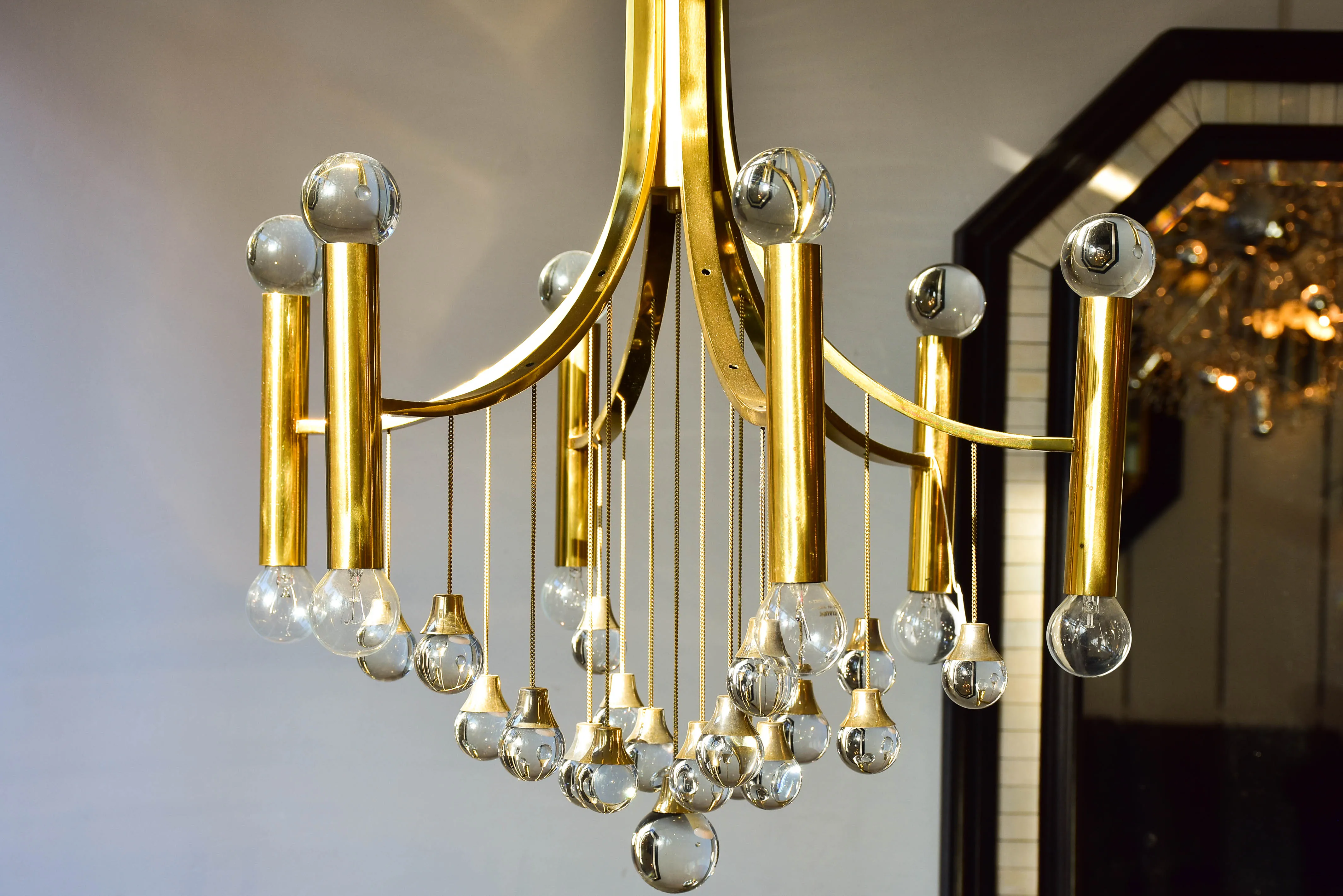 Brass and crystal Sciolari chandelier