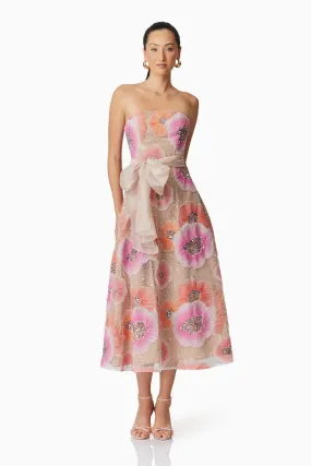 Brittany A-Line Midi Dress - Multi Pink