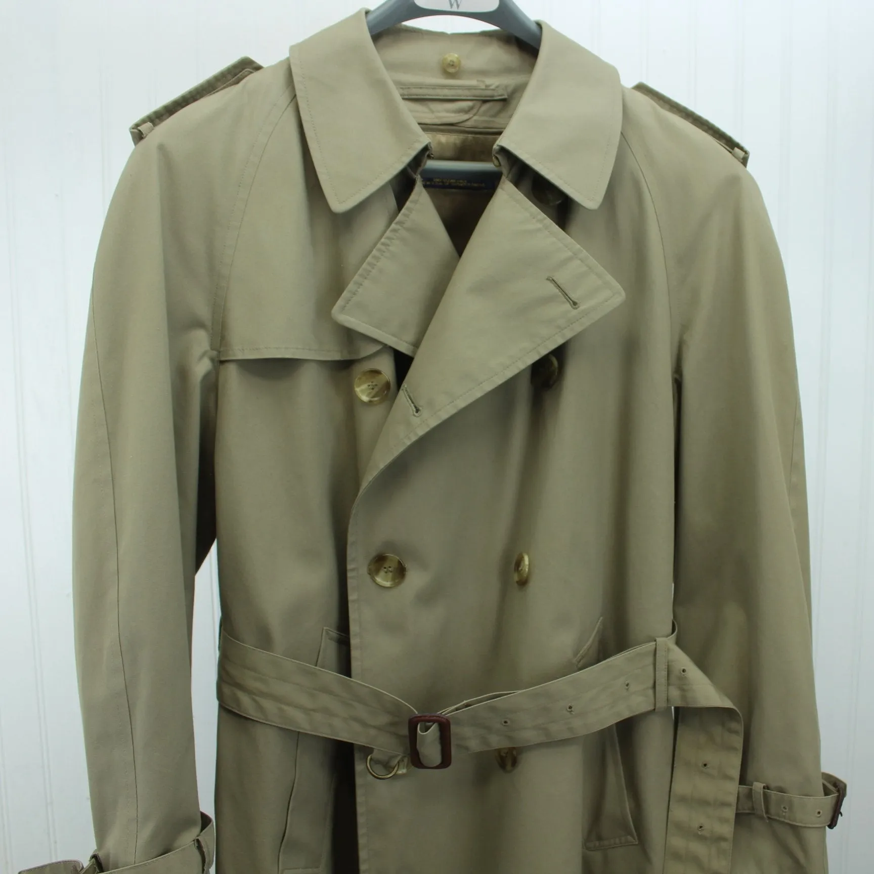 Brooks Bros Vtg Mens Trench Coat Poplin Wool Zip Lining Dupont Zepel Great Detail 38 Reg