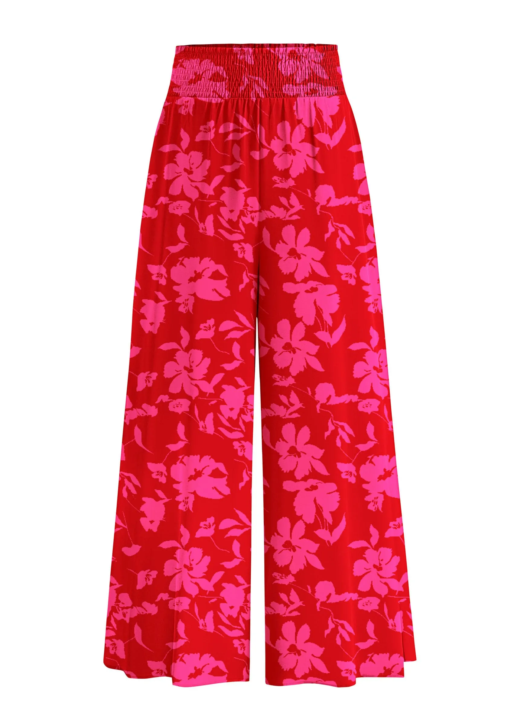 Casual Elastic High Waisted Pockets Boho Beach Wide Leg Palazzo Pants