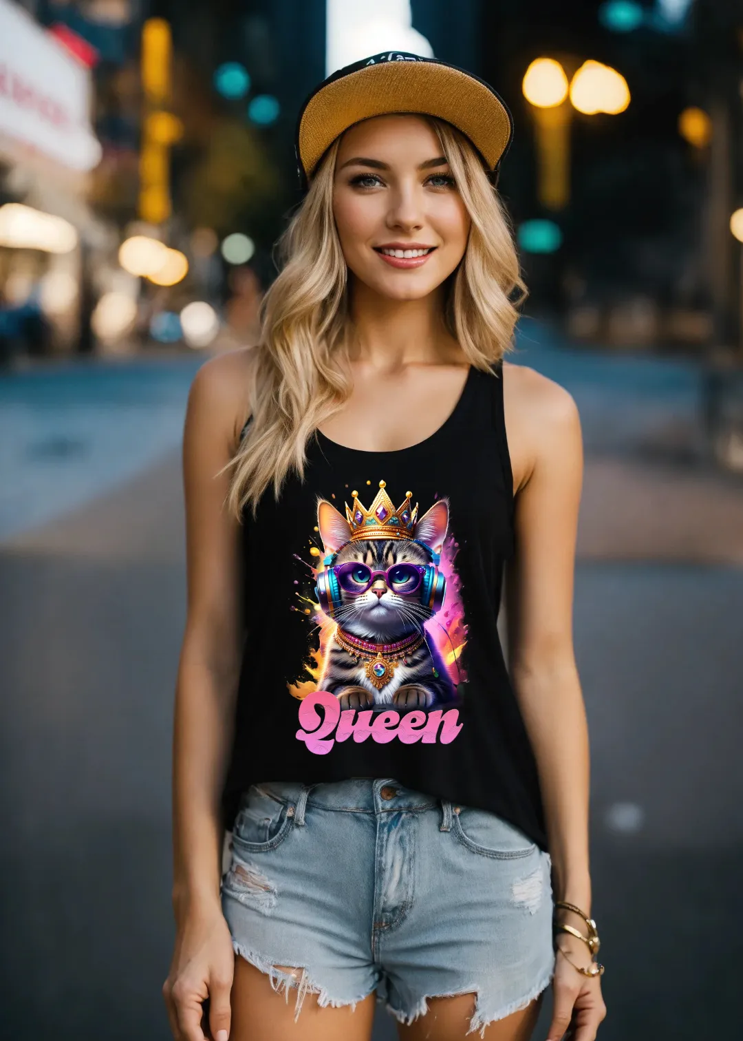 Cat Queen Art Tank Top | Grooveman Music TM