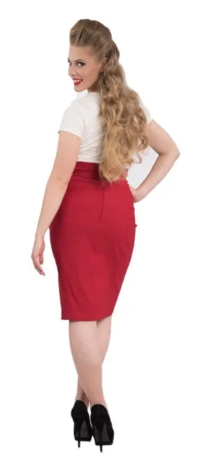 Cora Red Pencil Skirt