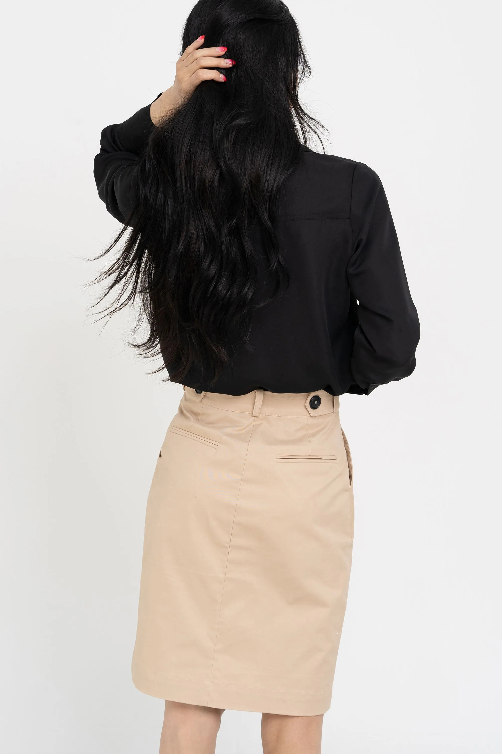 Cotton Midi-Pencil Skirt
