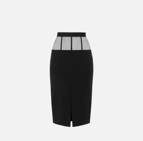 Crêpe skirt with tulle peplum