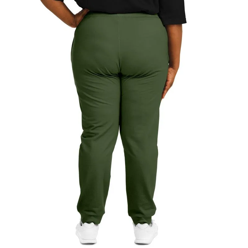Dark Warm Green Joggers | Unisex | with PLUS sizes | Dark Pastel Warm Green | C30M0Y60K80