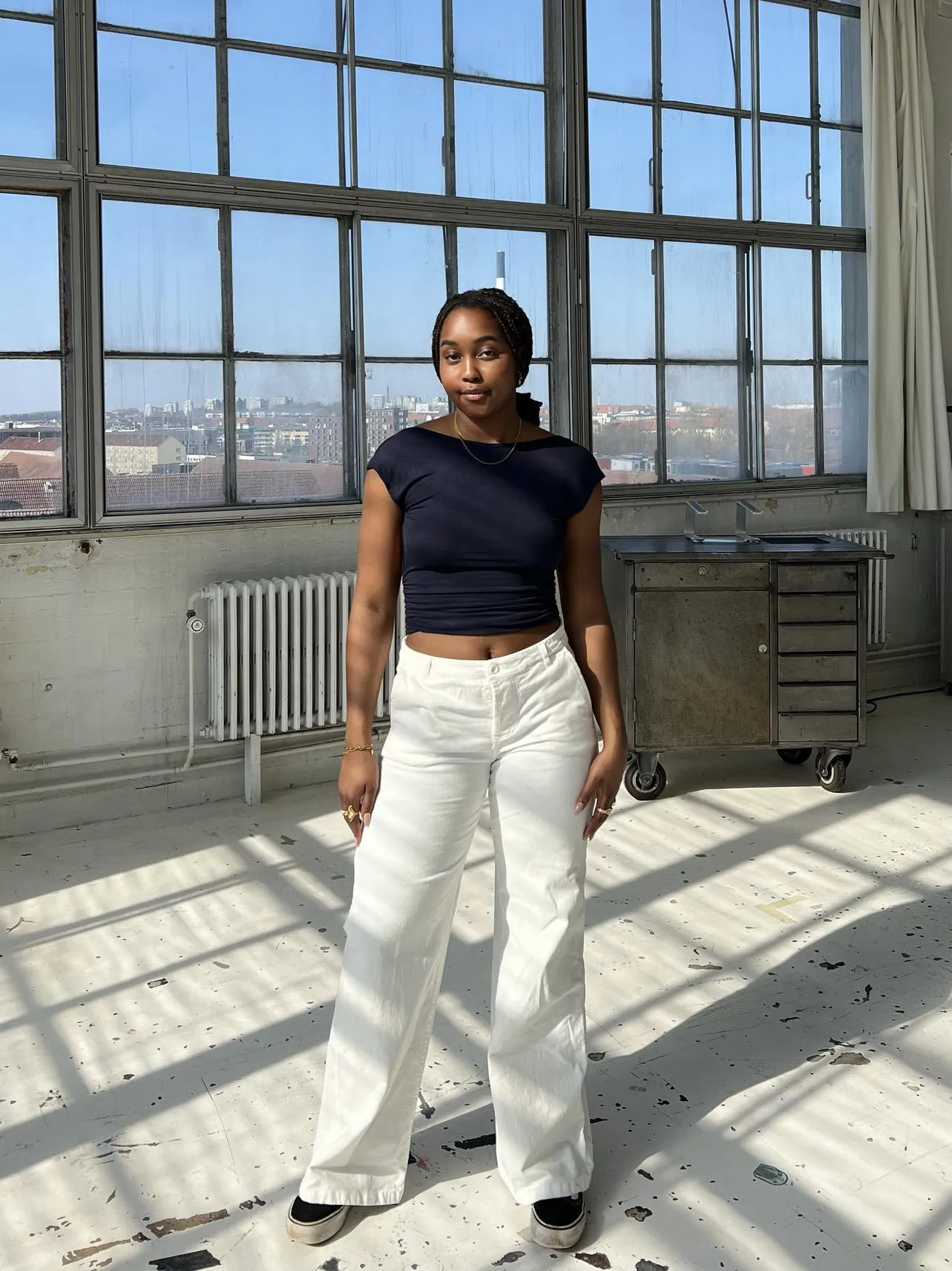 DIDDE CORDUROY PANTS - white