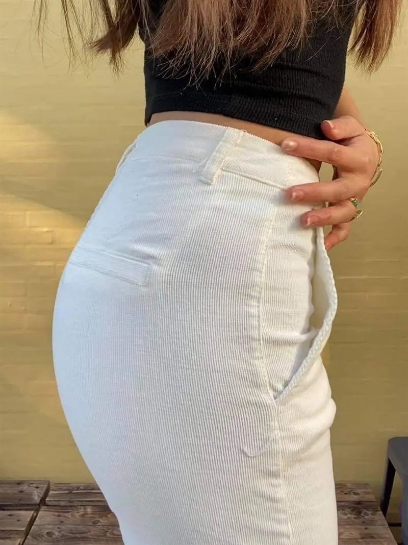 DIDDE CORDUROY PANTS - white