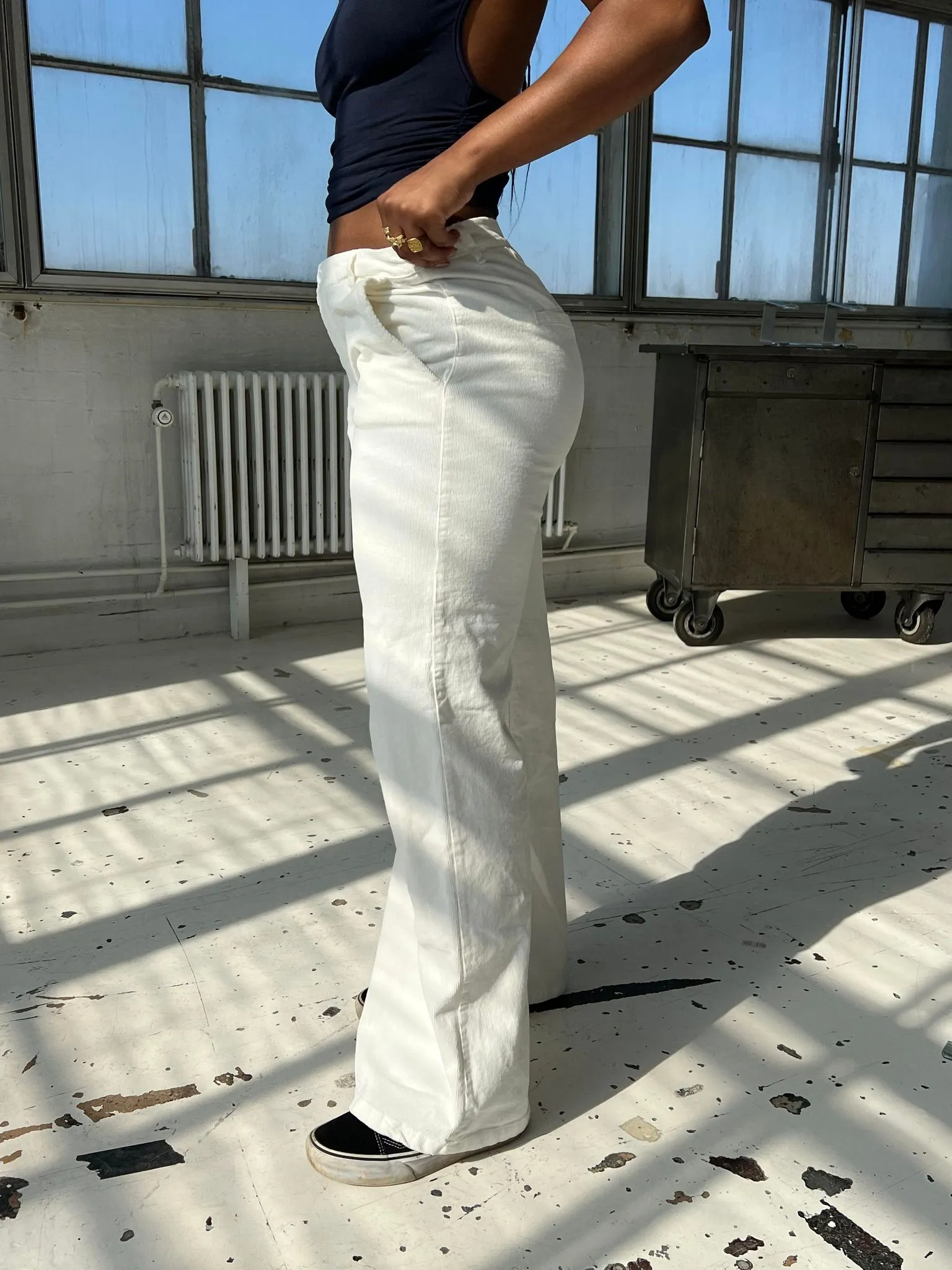 DIDDE CORDUROY PANTS - white