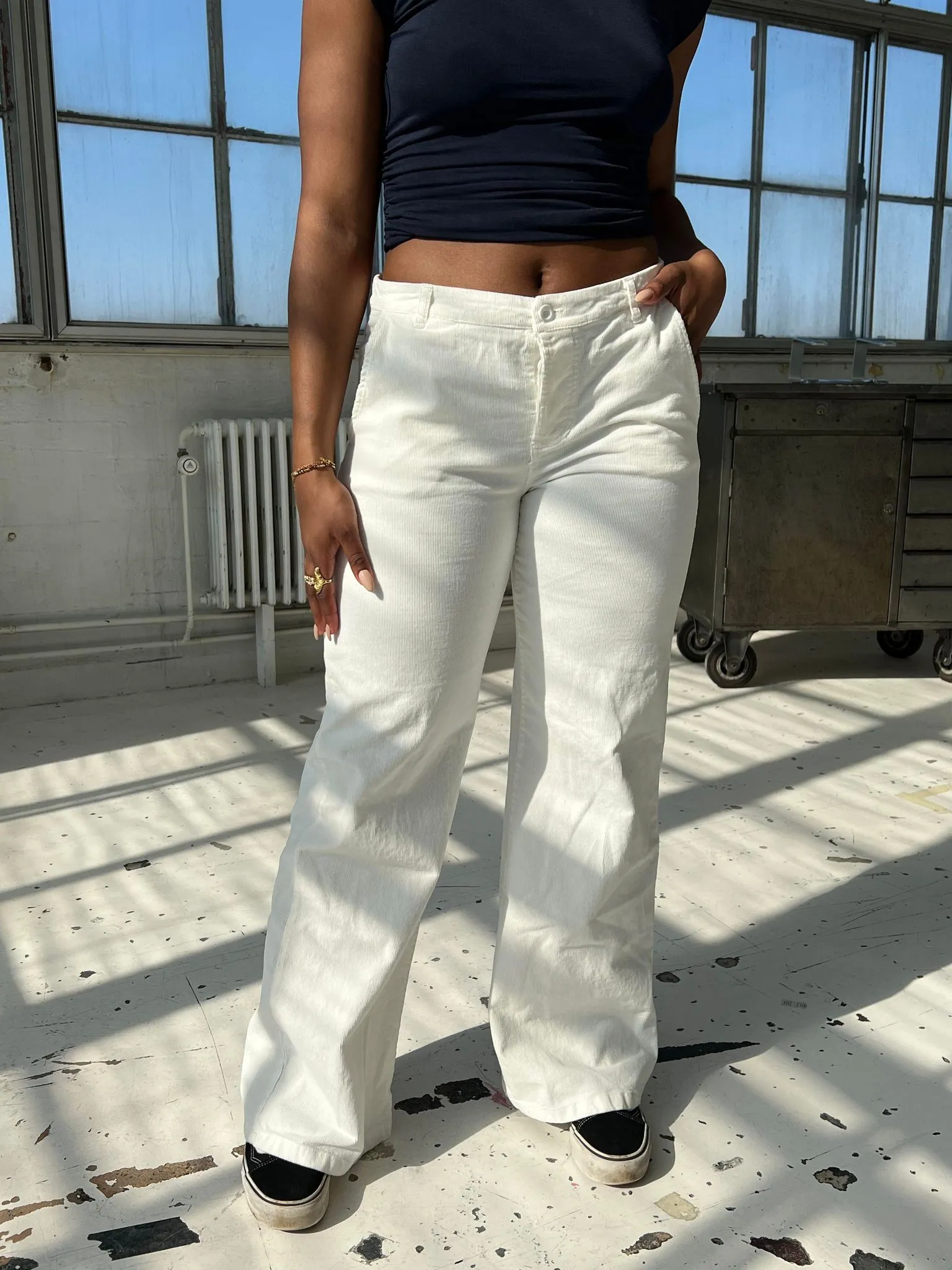 DIDDE CORDUROY PANTS - white