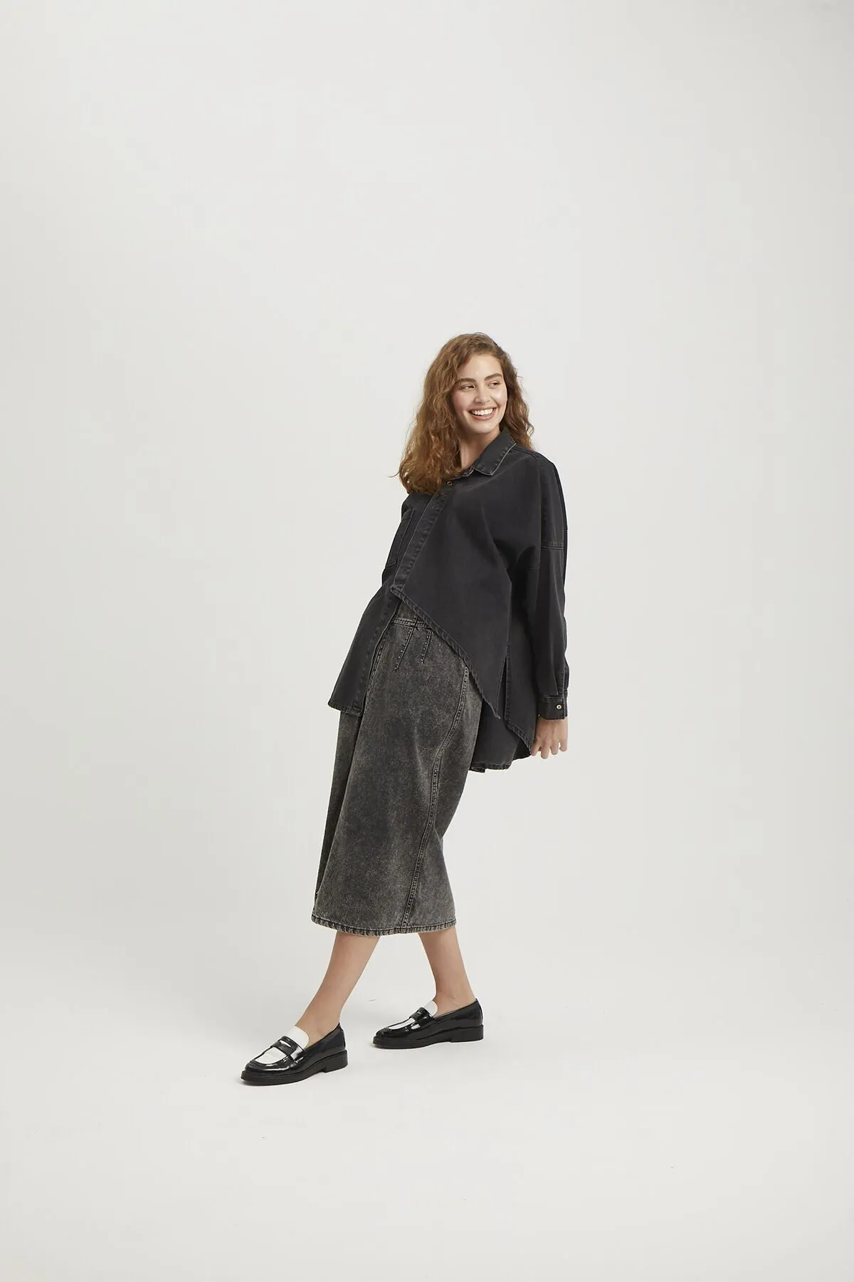 Drew Black Denim Skirt