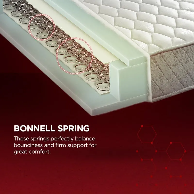 duroflex Boltt 3 Zoned NRG Layer Medium Firm Queen Size 7 inch Bonnell Spring Mattress with Extra Air Circulation and Coolness (75 X 60 X 7Inch)